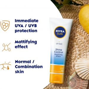 NIVEA UV Face Shine Control SPF50 (50ml), Face Sun Cream, UV Face Cream, Moisturising Cream with SPF50 for Daily Use, Sunscreen for Immediate UVA/UVB Protection - Gidd Pharmacy