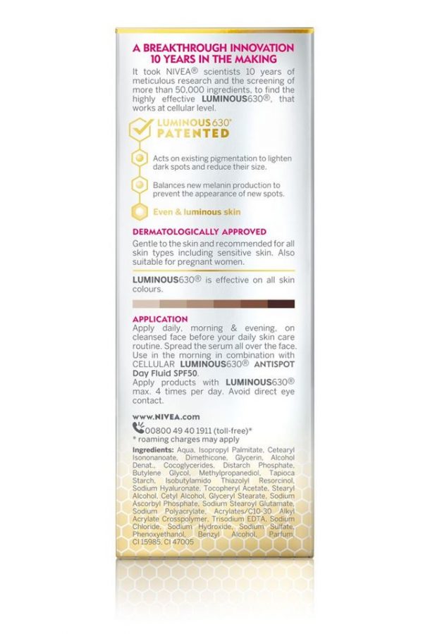 Nivea Perfect and Radiant Luminous630 Anti Dark Marks Serum For Women – 30ml - Image 4